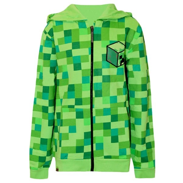 Minecraft Childrens/Boys Creeper Character Hoodie - Pixel Green