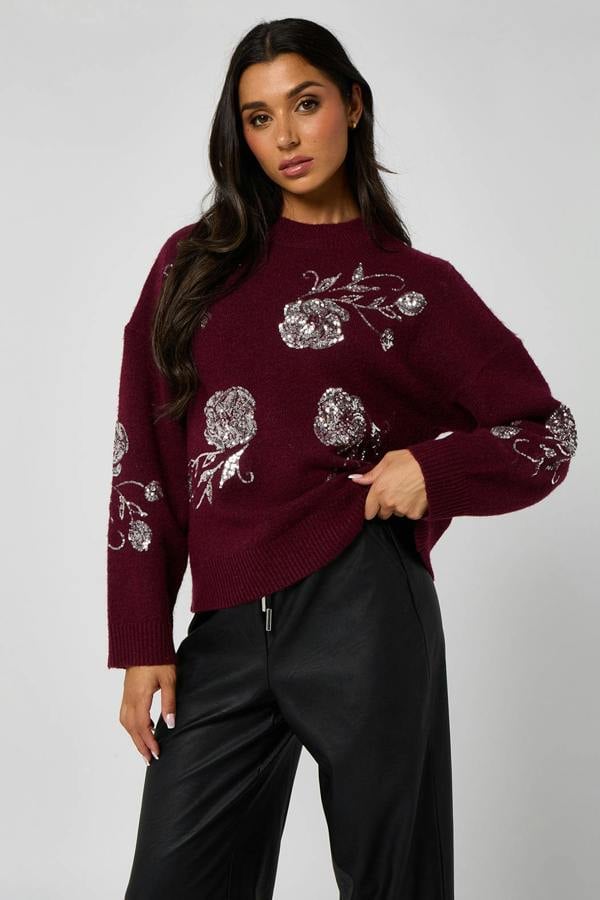 Urban Bliss Floral Sequin Embroidery Jumper