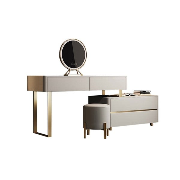 Davidson Dressing Table With LED Mirror, Extendable, Corner Dressing Table-Weilai Concept-Weilai Concept