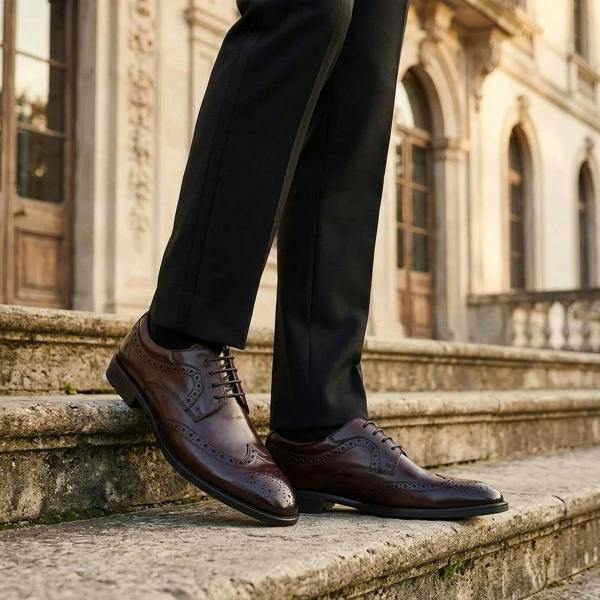 Cambridge - Men's Dark Brown Wingtip Brogue Derby Shoes - Paul Andrew - 2