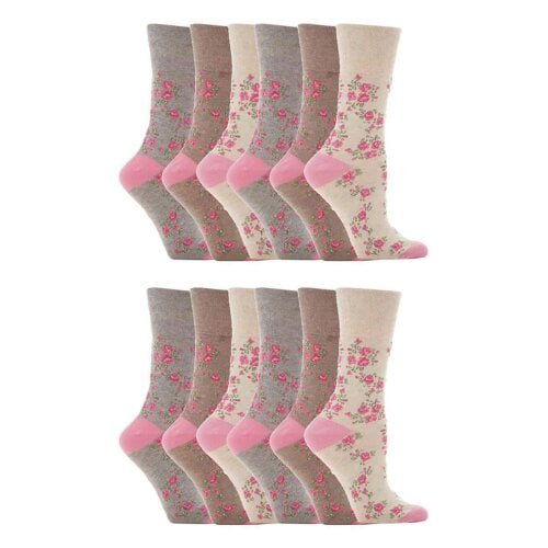 Gentle Grip 12 Pairs Ladies Cotton Rich Everyday Socks Gentle Grip Soft Top Comfort Socks - 4-8 UK - SOLRH33
