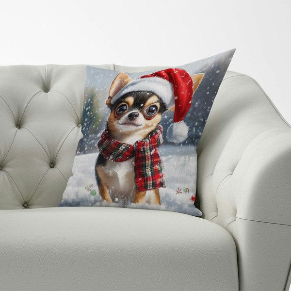 Warren Reed Snowy Christmas Chihuahua Cushion