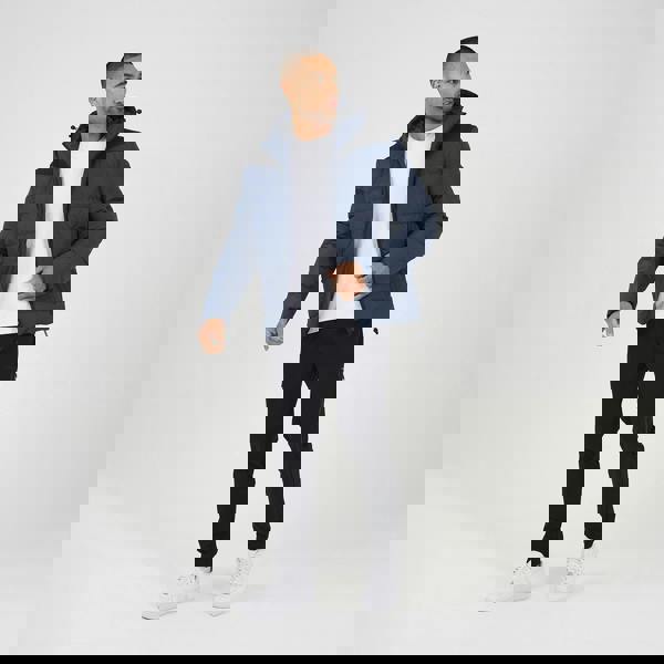 Brave Soul Blue Padded Quilted Hooded Jacket - Blue Image 3