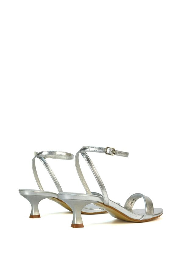 XY LONDON Kitten Low Heel Strappy Sandal Two Part Heeled Shoes