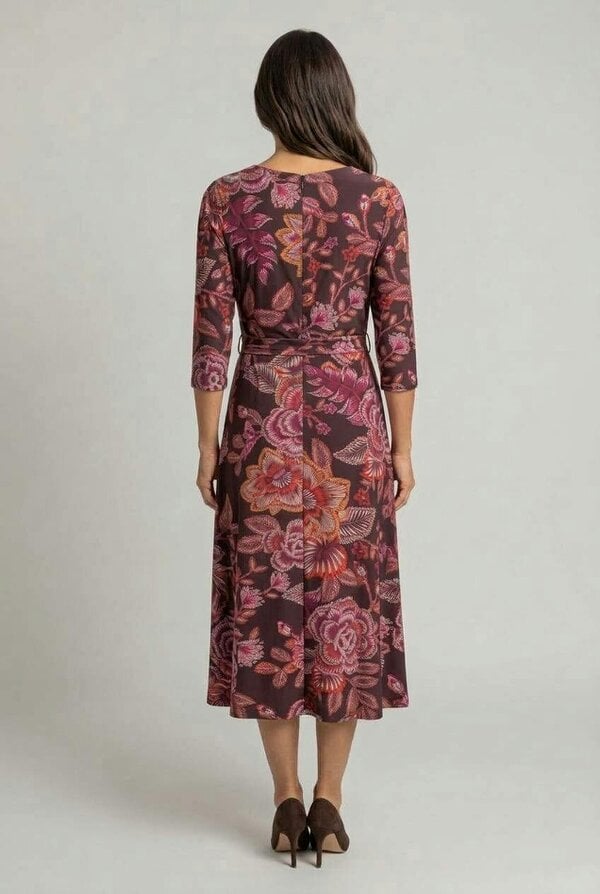Izabel London Abstract Tie Waist Floral Midi Dress