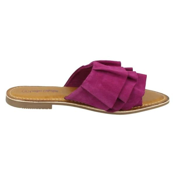 Leather Collection Ladies Leather Collection Frill Vamp Mules