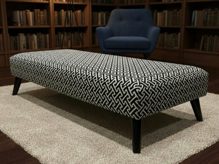ISTOOLS Premium Eden Embossed Pattern Footstool Ottoman – Window Bay Seat & Multi-Use Coffee Table Bench (Non-Storage) - 50 x 30 Inches (127 x 76cm)