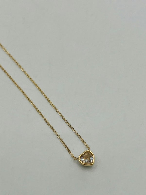 SVNX Gold Plated Mini Crystal Heart Necklace - Gift Boxed