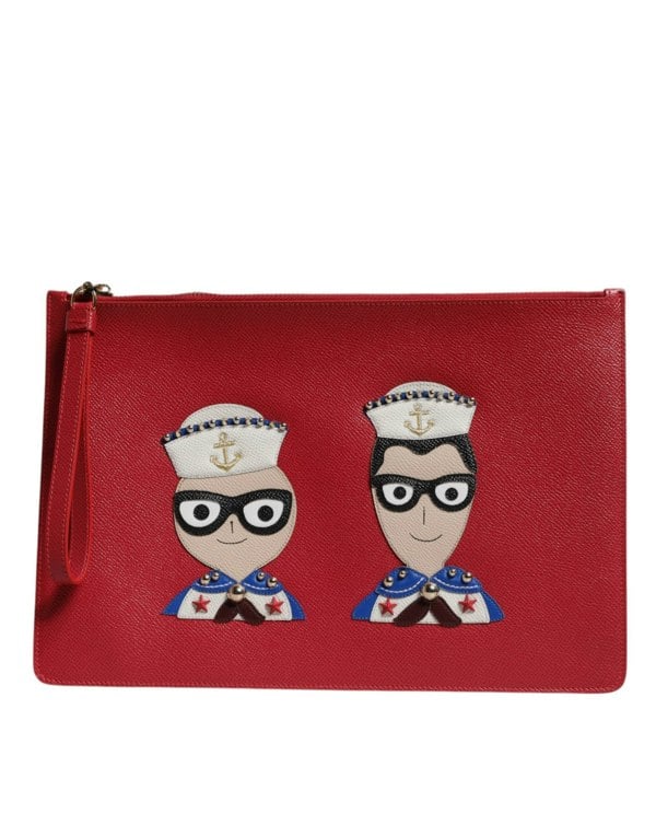 Sailor Applique Leather Clutch
