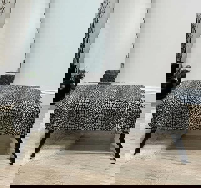 Premium nubani leopard pattern fabric footstool pouffe coffee table - ISTOOLS