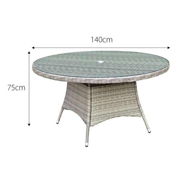 Oseasons Hampton Rattan 6 Seat Dining Set in Champagne with 3m Parasol and Base