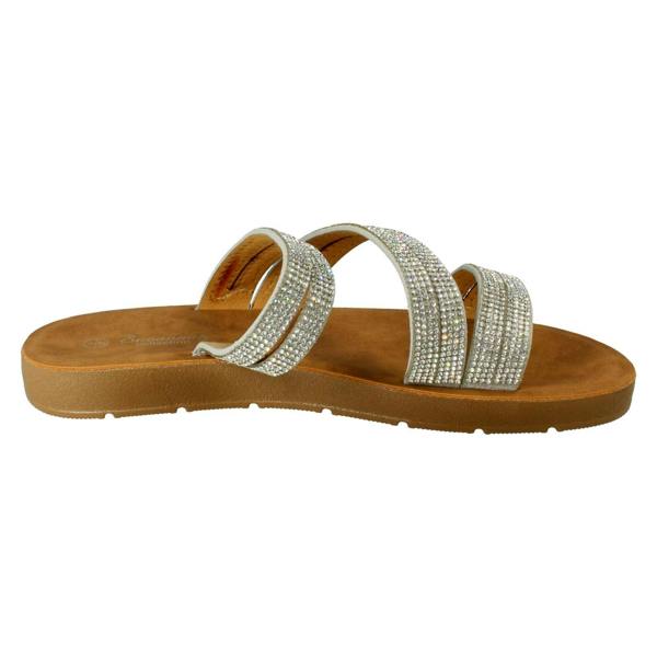 Savannah Ladies Savannah Slip On Diamante Detailed Summer Sandals F00448