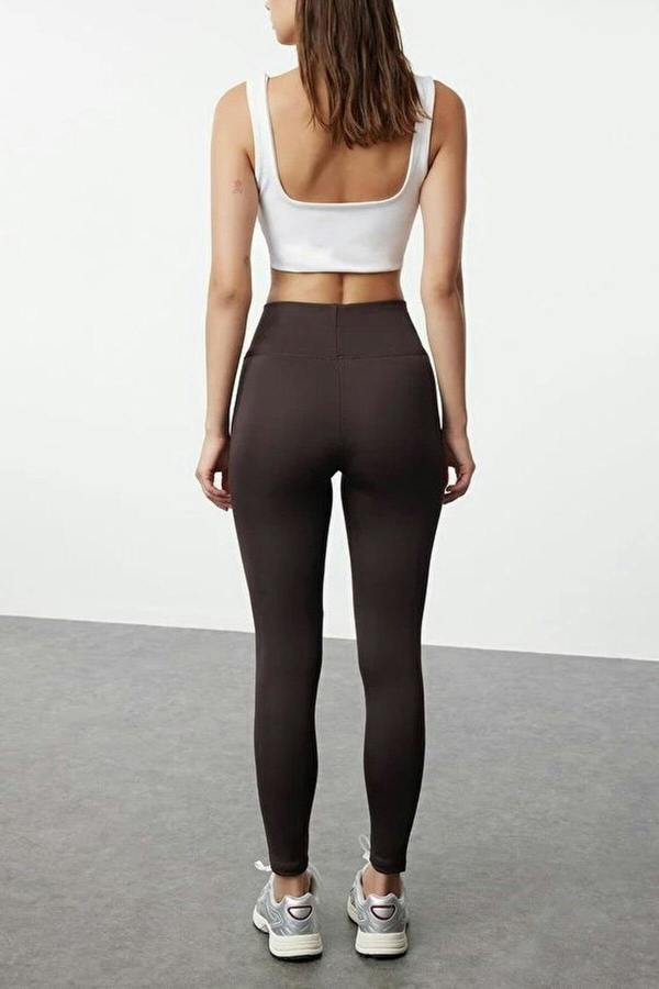WOVCOR Extra-Compensating Knit Sports Leggings with Wide Waist Elastic
