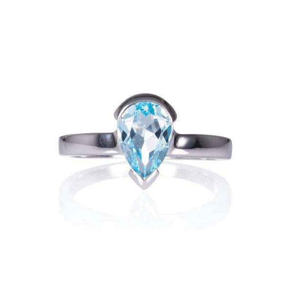 Pear Shaped Blue Topaz Ring for Women in 925 Sterling Silver - namana.london