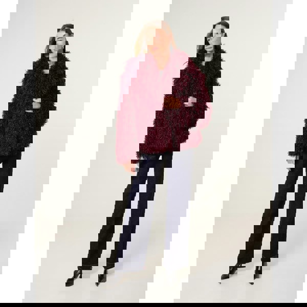 Blue Vanilla Shaggy Textured Fur Coat