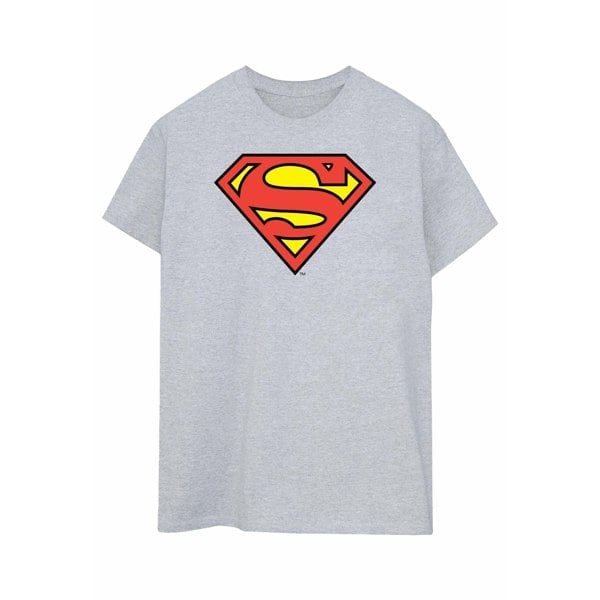 DC Comics Womens Superman Logo Boyfriend Fit Cotton Boyfriend T-Shirt - Sports Grey