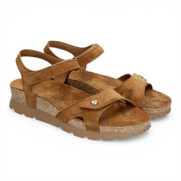 Panama Jack Sulia B26 - Women’s Wedge Brown Suede Leather Sandals