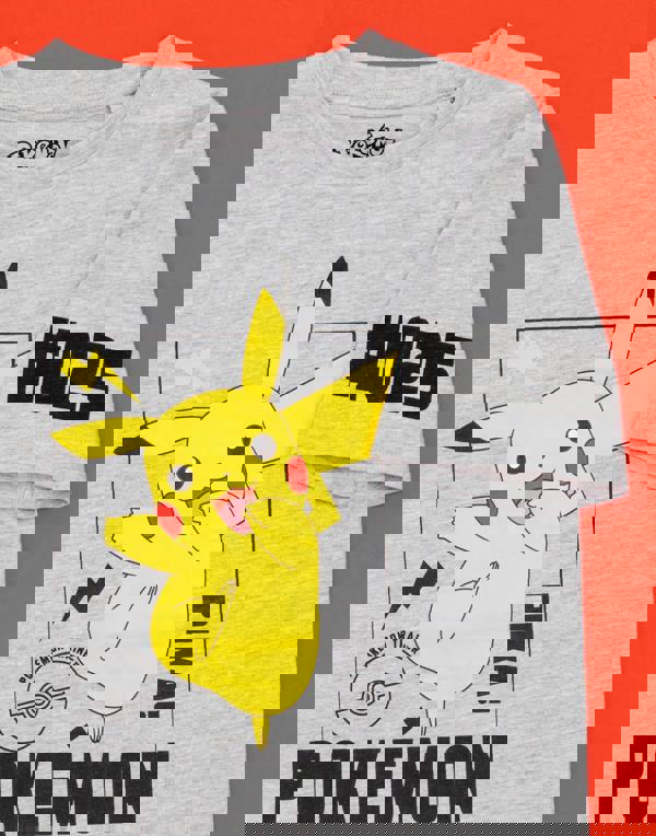 Pokemon Boys Grey Pikachu Short Sleeved T-Shirt