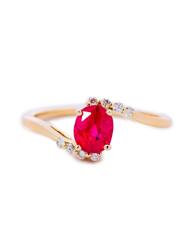 Gemdaia Natural 1 ct Ruby & Diamond Ring