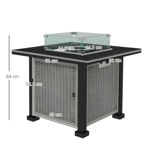 Rattan Gas Fire Pit Table