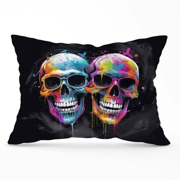 Warren Reed Splashart Happy Skeletons In Glasses Cushions