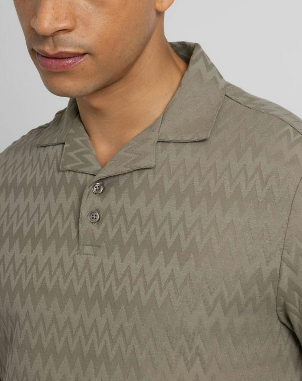 Steel & Jelly Beckton - Zigzag Textured Polo Shirt