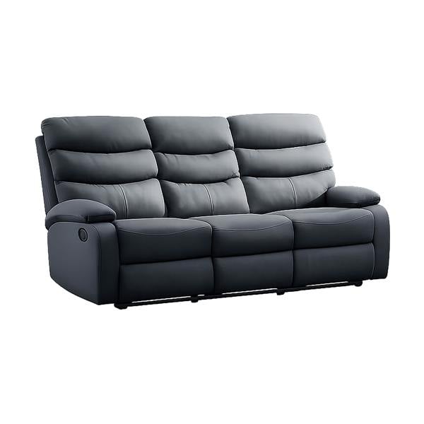 Kudlhome 3 Seater Manual Recliner Sofa, Dark Grey