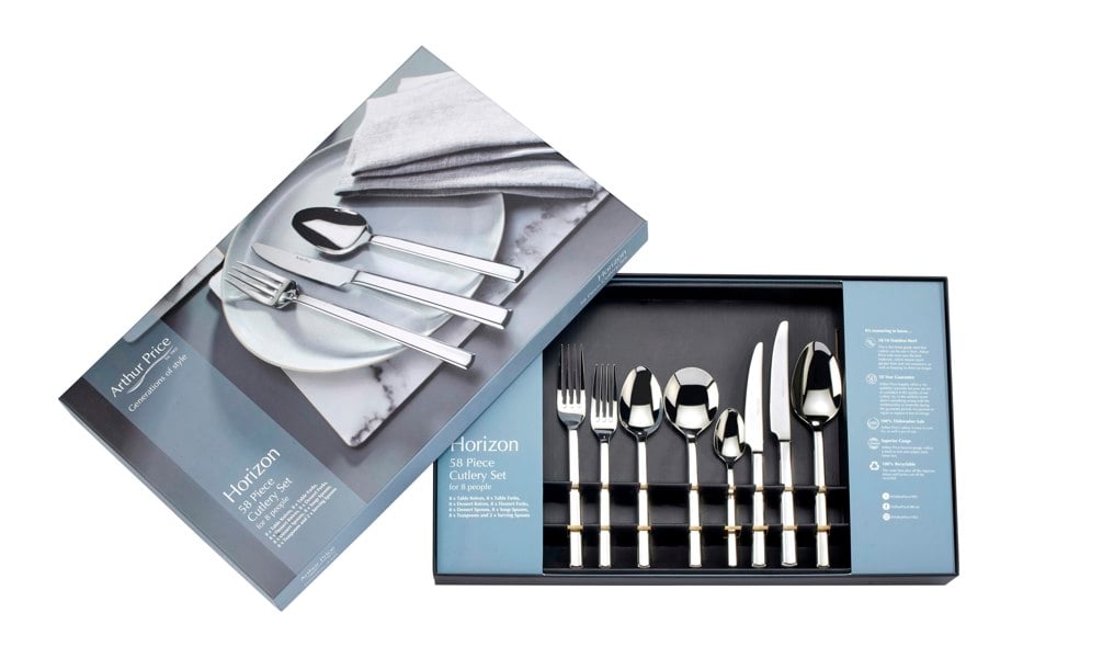 Arthur Price Horizon Stainless Steel 58 Piece 8 Person Boxed Cutlery Set