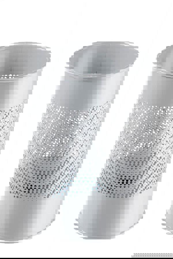 Durable Round Steel Waste Bin | 165mm Perforated Ring | 15L | Grey