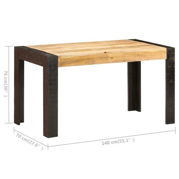 Berkfield Dining Table 140x70x76 cm Solid Rough Mango Wood