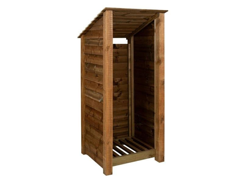 Arbor Garden Solutions Wooden Log Store (Roof Sloping Back) W-79cm, H-126cm or 180cm, D-88cm - Brown Finish