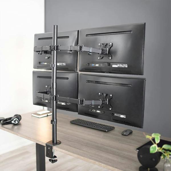 Havendro Carbon Steel Quad Monitor Stand, Adjustable 4-Screen Mount for 14-28" Displays