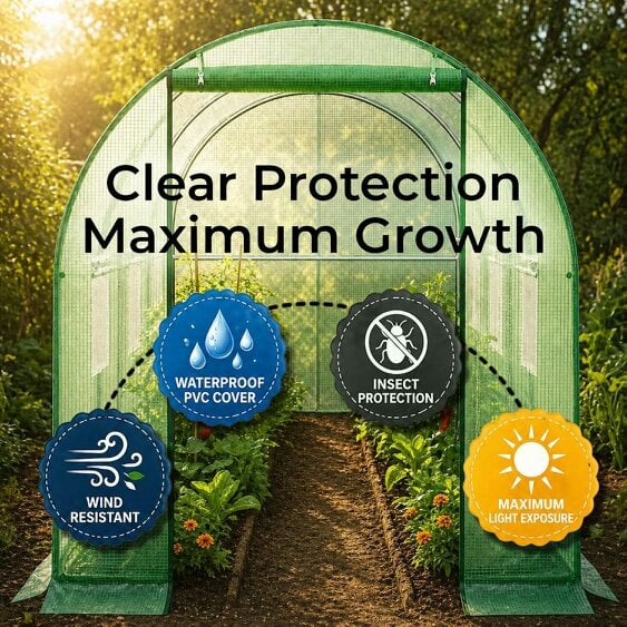Neo Green Garden Polytunnel Walk-In Greenhouse 3m x 2m x 2m