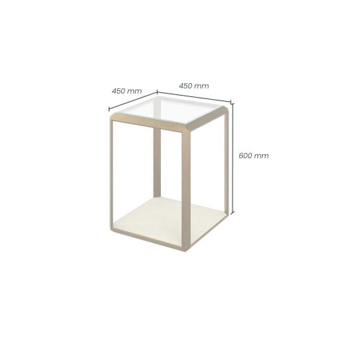 Wyld Haus Harlow Brass and Cream Shagreen Glass Top Side Table