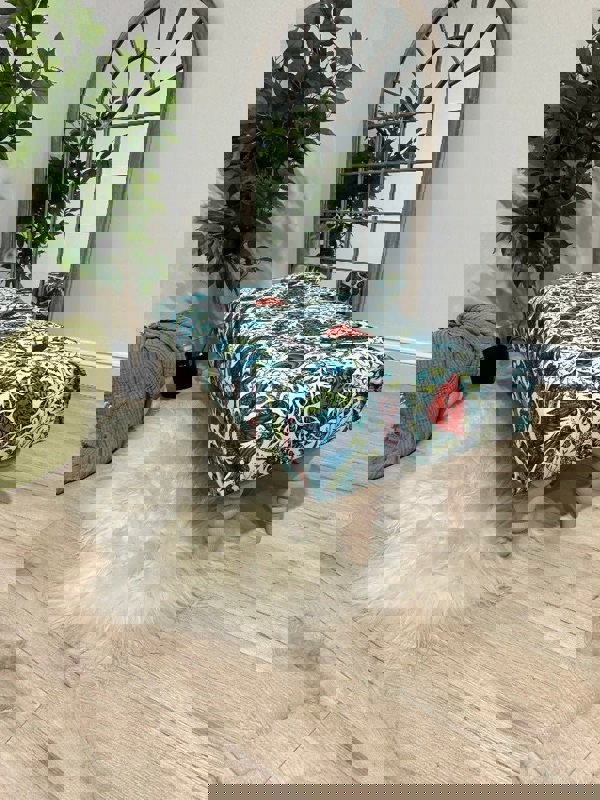 CONTACT US PREMIUM PEACOCK FOOTSTOOL GREEN FLORAL POUFFE FOOTREST TABLE - ISTOOLS