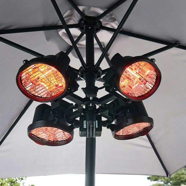 1800W Outdoor Infrared Parasol Heater - Gazebo Dining Table Patio Heater 5m Wire - LoopsDirect