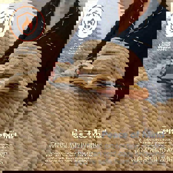 Igenix Luxury Heated Faux Fur Throw 160 x 130 cm - Latte