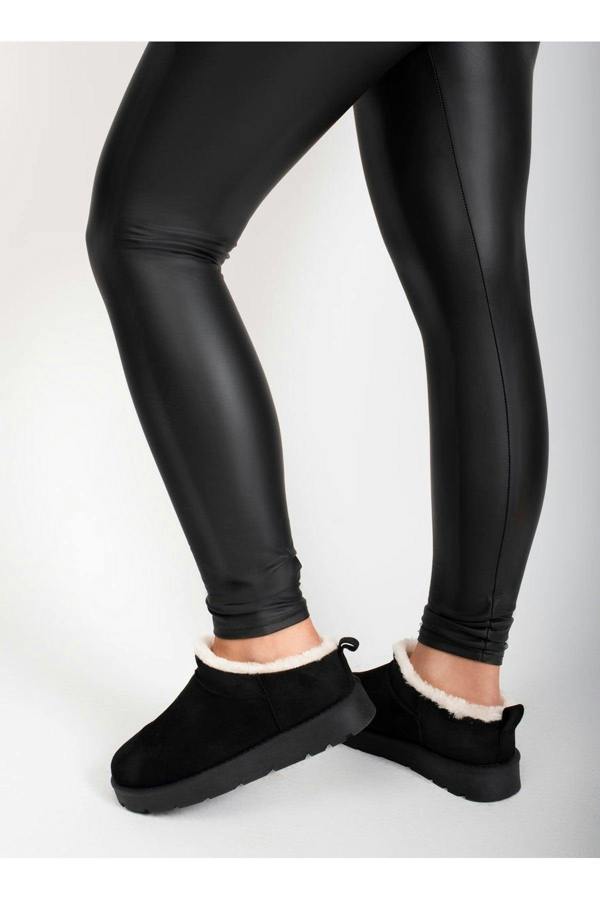 Elvaya Faux Suede Fluffy Lined Ankle Boots - Black