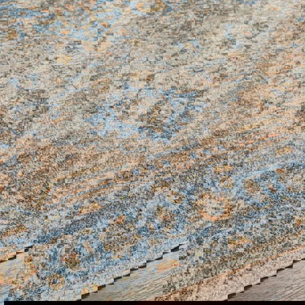 Livabliss Lillian-Washable Blue Brown Traditional Vintage Boho Rug