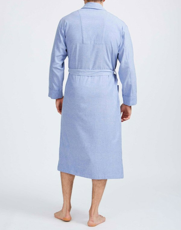 British Boxers Men's Brushed Cotton Dressing Gown – Staffordshire Blue Herringbone