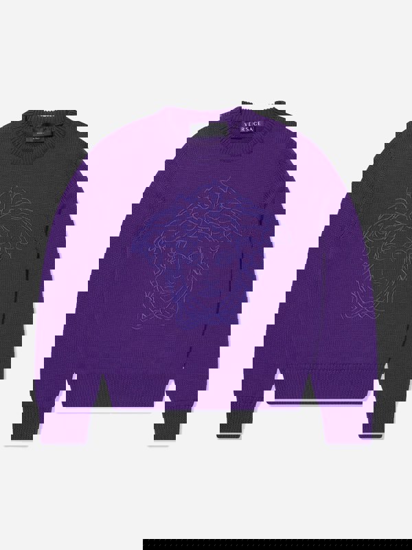 Versace Girls Wool Logo Jumper in Purple