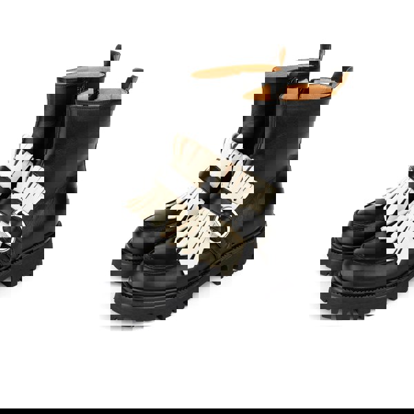 Embassy London Dominus - Black & White - Fringed Monk Strap Ankle Boot