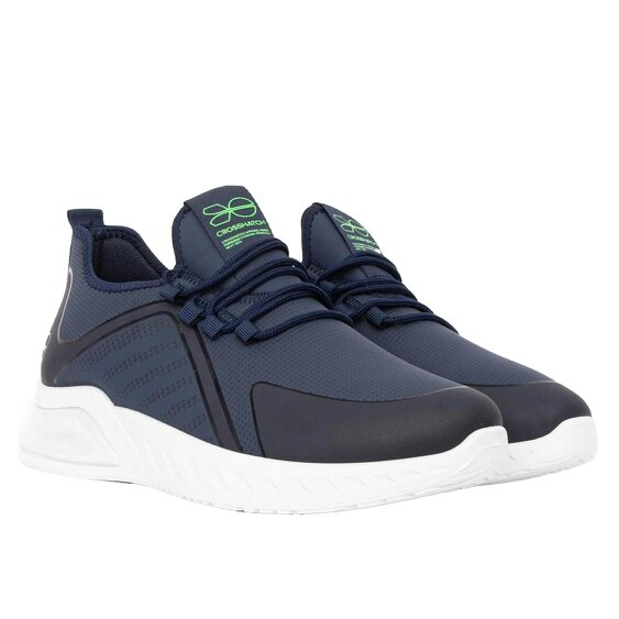 Crosshatch Mens Clarington Trainers - Navy/Green - Navy/Green - 80% PU/20% Bubble Sole