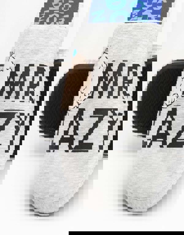 Mr. Men Mens Grey Mr Lazy Mule Slippers