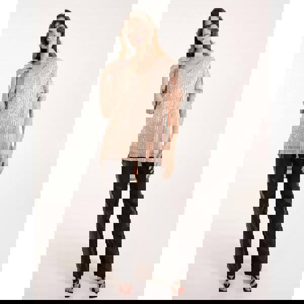 Blue Vanilla Angel Sleeve V Neck Sequin Top