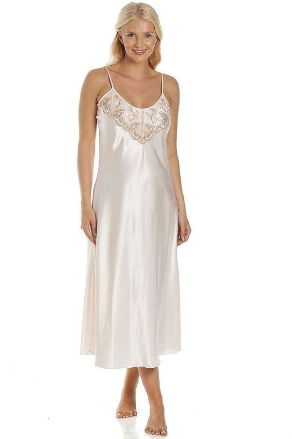 Womens Luxury Thin Strap Lace Satin Chemise