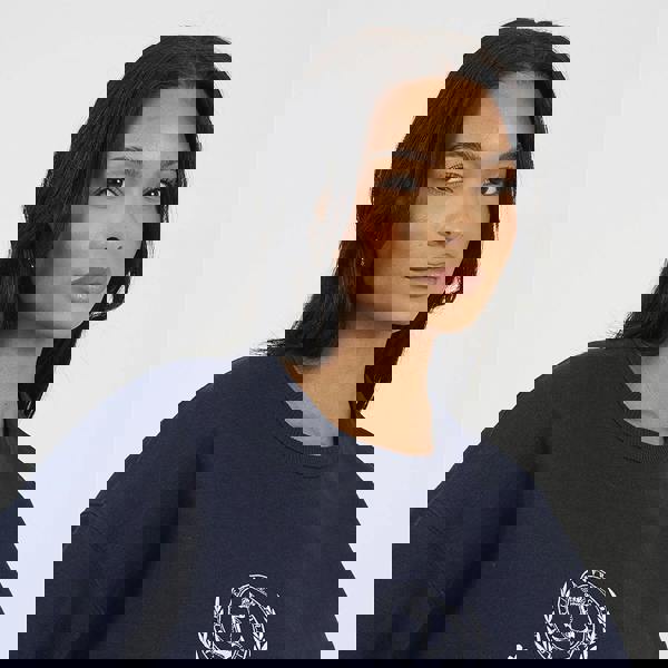 Brave Soul Navy Crew Neck Embroidered Sweatshirt - Navy Image 4