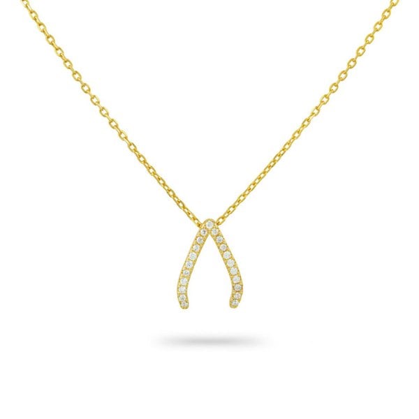 Gold Trip Sparkling Wishbone Necklace