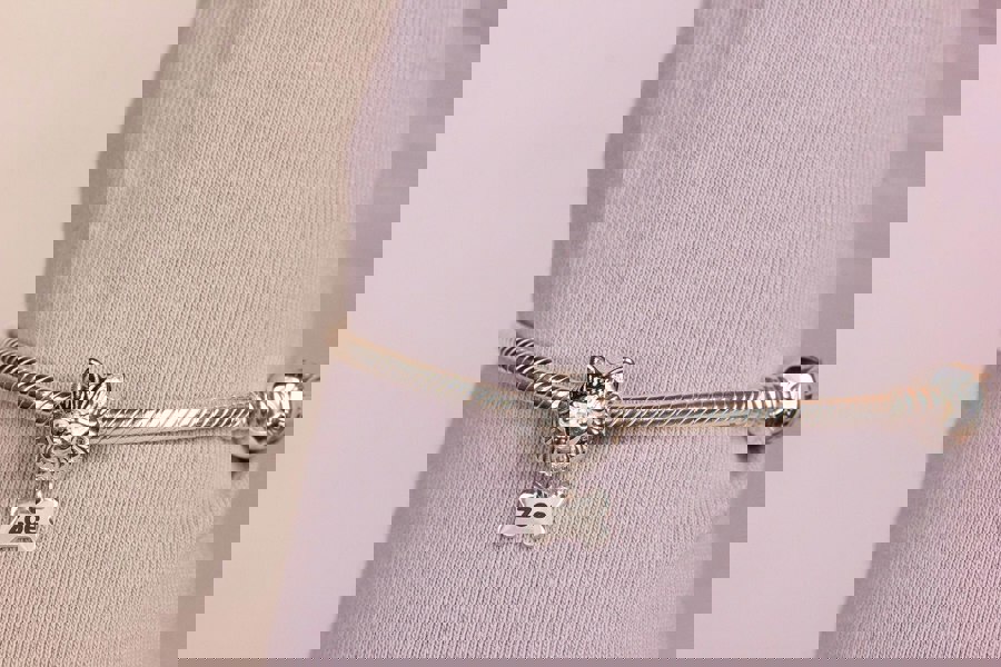 Pomeranian Head Silver Charm Bead - Personalised - MYLEE London