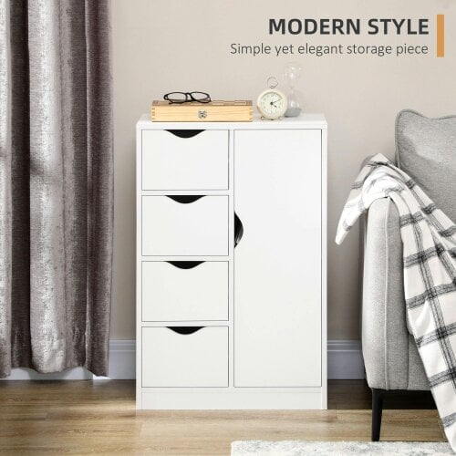 Wyld Haus Sopake White Freestanding Storage Cabinet With 4 Drawers And Lower Cupboard